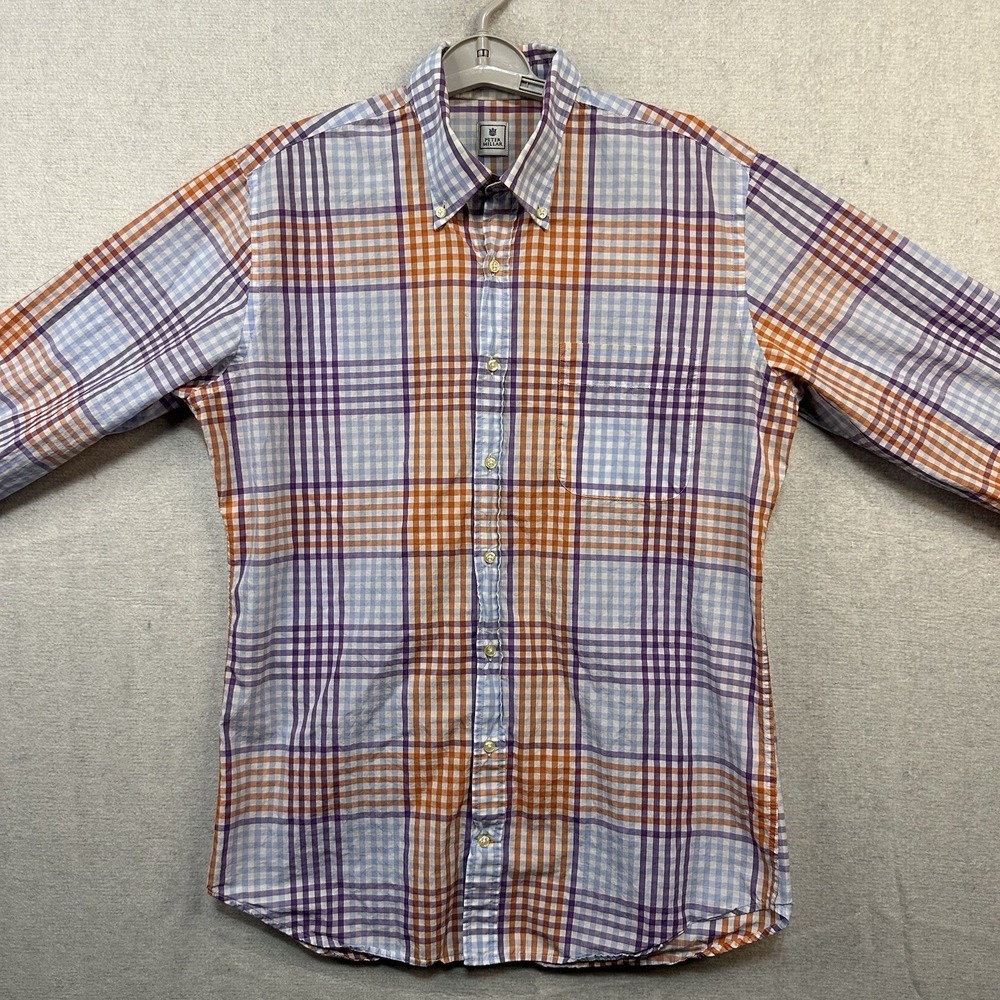Peter Millar Mens Medium Plaid Button Down Shirt Casual Office Long Sleeve